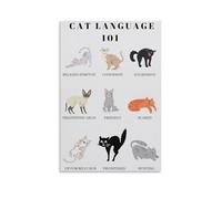 IDUTQUMW Understanding Cat Language Educational - Feline Behavior Chart Wall-Art for Pet Lovers, Room and Classroom Decor(Framed,12x18inch(30x45cm))