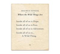 IDUTQUMW Where the Wild Things Are Inspirational Print - Maurice Sendak Quote Typography Art for Wall Decor, Office & Book Club Gifts(Framed,16x24inch(40x60cm))