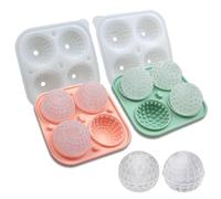 IDVVSSX 2 Pack Fun Shapes Ice Cube Trays, Golf Ball Ice Cube Mold & Prism Crystal Ball Ice Mold, Large Sphere Silicone Ice Trays for Whiskey Cocktails Bourbon, 5.3 inch, green&pink