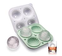 IDVVSSX Prism Sphere Ice Mold, Large Round Silicone Ice Mold, Fun Shapes Ice Cube Tray with Clear Funnel-type Lid, Make 4 Prism Ice Balls for Whiskey Cocktails and Juice, Green, (ICT-ROPM-GREEN)