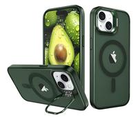 IDweel for iPhone 15 Plus Case with Built-in Camera Stash Stand, for iPhone 14 Plus Case,Compatible with MagSafe,Slim Fit & Lightweight, Magnetic Hard Back Soft Edge Scratch-Resistant Cover, Green