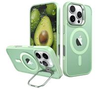 IDweel for iPhone 16 Pro Max Case with Built-in Camera Stash Stand, Compatible with MagSafe,Slim Fit & Lightweight,Magnetic Hard Back Soft Edge Scratch-Resistant Flexible Shockproof Cover,Clear Green