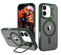 IDweel for iPhone Case with Built-in Camera Stash Stand, Compatible with MagSafe, Slim Fit & Lightweight, Magnetic Hard Back Soft Edge Scratch-Resistant Sturdy Flexible Shockproof Cover,Green