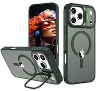 IDweel for iPhone Pro Max Case with Built-in Camera Stash Stand, Compatible with MagSafe, Slim Fit & Lightweight, Magnetic Hard Back Soft Edge Scratch-Resistant Flexible Shockproof Cover,Green