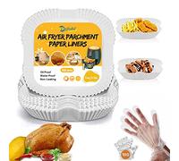IDyfodol 130 Square Air Fryer Liners White 6.3 Inch (16cm) Multipurpose Non-Stick Greaseproof Water and Oil-Proof Disposable Paper Liners for Air Fryer Microwave Oven and Steamer
