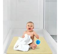 Idyfodol Loofah Shower Mat non Slip Anti Mould with Shower Puff - Machine Washable Bath Mats for Inside Shower, Tub, Kitchen and Outdoor- 60×60 cm (Beige, Square Large)