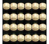 idyl light Submersible LED Lights, 24 Pack Waterproof Tea Lights, Battery Operated Underwater Pool Lights for Home Wedding Party Decoration, Warm White