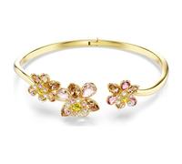 Idyllia bangle, Mixed cuts, Flower, Multicoloured, Gold-tone plated