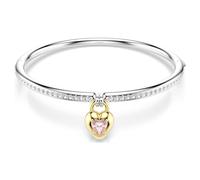 Idyllia bangle, Mixed cuts, Heart, Pink, Mixed metal finish