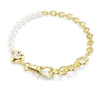 Idyllia bracelet, Crystal pearl, White, Gold-tone plated