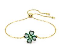 Idyllia bracelet, Mixed cuts, Clover, Green, 18K gold finish