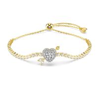Idyllia bracelet, Mixed cuts, Heart with arrow, White, Gold-tone plated