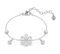 Idyllia bracelet, Mixed cuts, Snowflake, White, Rhodium plated