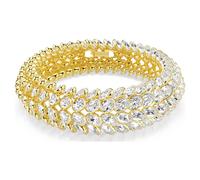 Idyllia bracelet, Oval cut, White, Gold-tone plated
