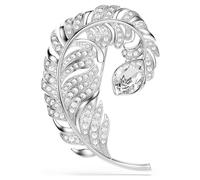 Idyllia brooch, Mixed cuts, Feather, Rhodium plated