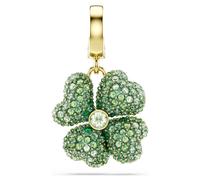 Idyllia charm, Clover, Green, 18K gold finish