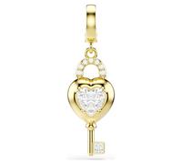 Idyllia charm, Mixed cuts, Heart with key, White, 18K gold finish