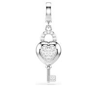 Idyllia charm, Mixed cuts, Heart with key, White, Rhodium plated