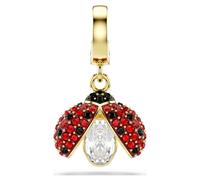 Idyllia charm, Mixed cuts, Ladybird, Red, Gold-tone plated