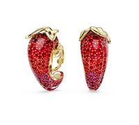 Idyllia clip earrings, Red, 18K gold finish