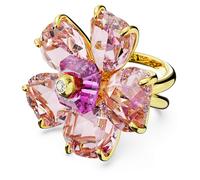 Swarovski Florere cocktail ring, Flower, Pink, Gold-tone plated, 55