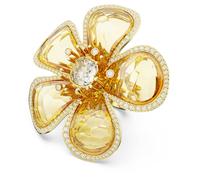 Idyllia cocktail ring, Flower, Yellow, Gold-tone plated