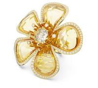 Idyllia cocktail ring, Flower, Yellow, Gold-tone plated