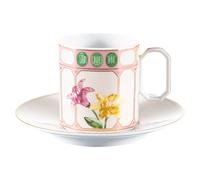 Idyllia coffee cup with saucer, Porcelain, Crystal print motif, flower, Multicoloured