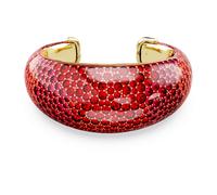 Idyllia cuff, Red, Gold-tone plated