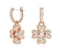 Idyllia drop earrings, Clover, White, 18K rose gold finish