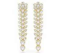Idyllia drop earrings, Mixed cuts, Long, White, 18K gold finish