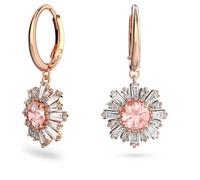 Idyllia drop earrings, Mixed cuts, Sun, Pink, 18K rose gold finish