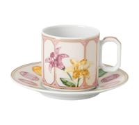 Idyllia espresso cup with saucer, Porcelain, Crystal print motif, citron, Multicoloured