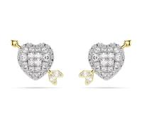 Idyllia Gold Tone Plated Crystal Heart With Arrow Stud Earrings