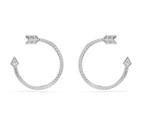 Idyllia hoop earrings, Mixed cuts, Arrow, White, Rhodium plated