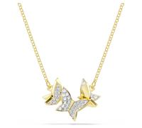 Idyllia Lilia necklace, Butterfly, White, 18K gold finish