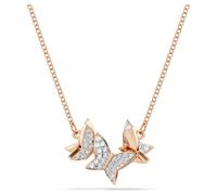 Idyllia Lilia necklace, Butterfly, White, Rose gold-tone plated