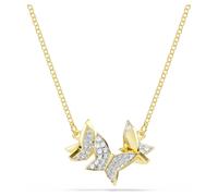 Swarovski Idyllia Lilia necklace, Butterfly, White, Gold-tone plated, One Size
