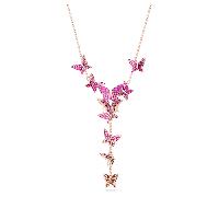 Idyllia Lilia Y necklace, Butterfly, Pink, 18K rose gold finish