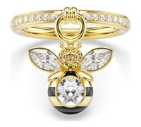 Idyllia motif ring, Mixed cuts, Bee, Multicoloured, Gold-tone plated