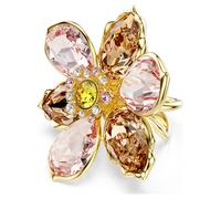 Idyllia motif ring, Mixed cuts, Flower, Multicoloured, 18K gold finish