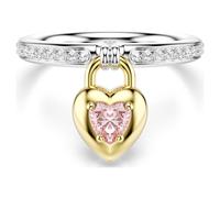 Idyllia motif ring, Mixed cuts, Heart, Pink, Mixed metal finish