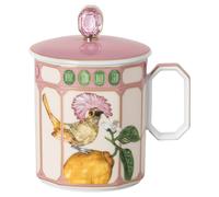 Idyllia mug, Porcelain, Crystal print motif, flycatcher, Pink