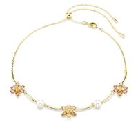 Idyllia necklace, Crystal pearl, Mixed cuts, Flower, Multicoloured, Gold-tone plated