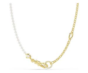 Idyllia necklace, Crystal pearl, White, 18K gold finish
