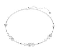 Idyllia necklace, Heart with arrow, White, Rhodium plated