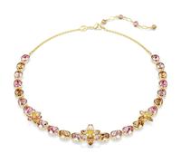 Idyllia necklace, Mixed cuts, Flower, Multicoloured, Gold-tone plated
