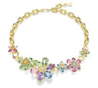 Swarovski Idyllia necklace, Mixed cuts, Flower, Multicolored, Gold-tone plated, One Size