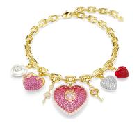 Idyllia necklace, Mixed cuts, Heart, key, Multicoloured, 18K gold finish