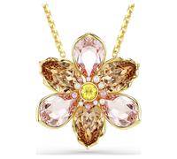 Idyllia pendant and brooch, Mixed cuts, Flower, Multicoloured, Gold-tone plated